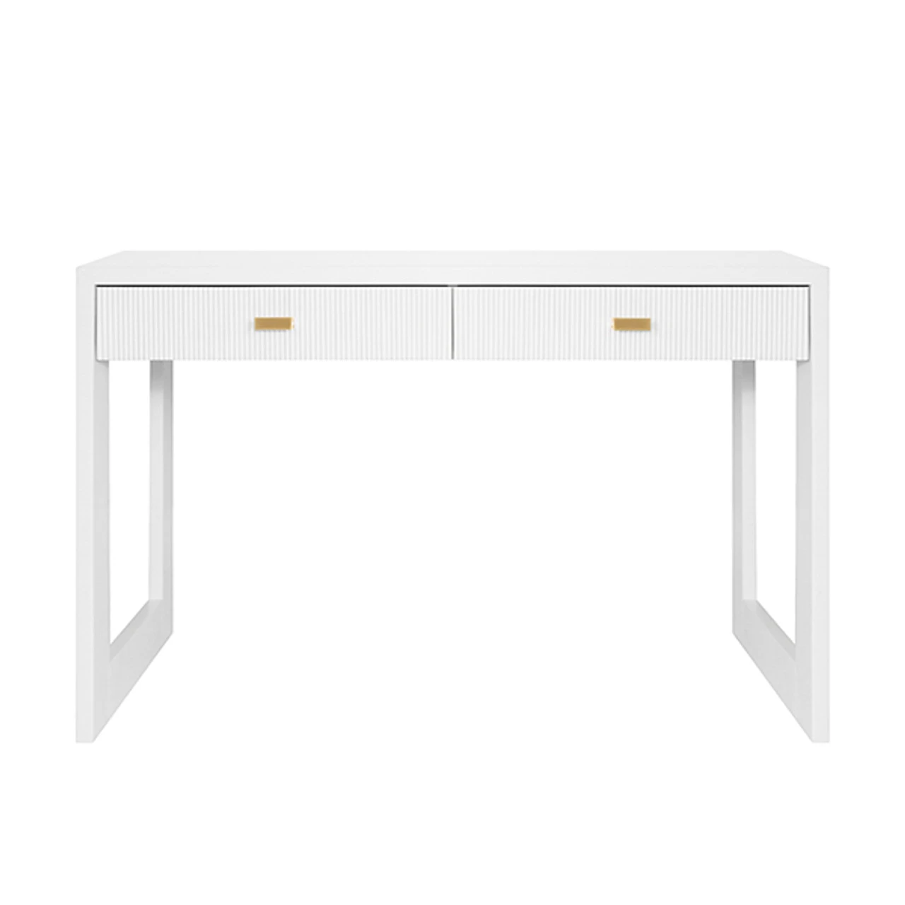 Worlds Away Two Drawer Desk - Fluted Detail - Matte White Lacquer 4 Worlds Away Two Drawer Desk - Fluted Detail - Matte White Lacquer - Image 4