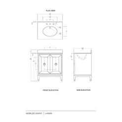 Worlds Away Bath Vanity - Matte White Lacquer - Antique Brass Detail, White Marble Top, And Porcelain Sink -Worlds Away WA LARSON WEB SIZE 06466.1702304292 ni 76967.1707481746