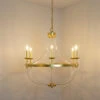 Worlds Away Six Light Chandelier - Acrylic Frame And Gold Leaf Details