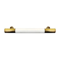 Worlds Away Long Handle - White Lacquer And Antique Brass