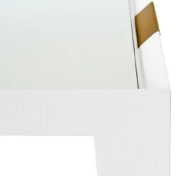 Worlds Away Flared Bar Cart - Antique Brass Detail - White Textured Linen -Worlds Away WA LINUS WHL DETAIL 2 copy 95546.1695057242 ni 50194.1707481748