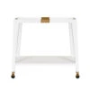 Worlds Away Flared Bar Cart - Antique Brass Detail - White Textured Linen