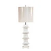 Worlds Away Antiqued Cream Painted Tole Pagoda Lamp With 11" Dia Painted Tole Shade