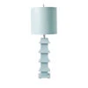 Worlds Away Powder Blue Painted Tole Pagoda Lamp With 11" Dia Painted Tole Shade