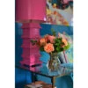 Worlds Away Hot Pink Painted Large Tole Pagoda Lamp With 13" Dia Painted Tole Shade