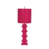 Worlds Away Hot Pink Painted Tole Pagoda Lamp With 11" Dia Painted Tole Shade