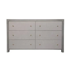 Worlds Away Six Drawer Chest - Grey Grasscloth - Grey Linen Drawers And Brass Hardware -Worlds Away WA LOWERY GRY 71348.1671730246 ni 97419.1707481748
