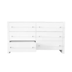 Worlds Away Six Drawer Chest W. Acrylic Harware - White Lacquer -Worlds Away WA LUKE WHN OPEN 82853.1591730273 ni 39500.1707481750