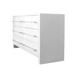 Worlds Away Six Drawer Chest - Acrylic Harware - White Lacquer -Worlds Away WA LUKE WH ANGLE 28326.1596466727 ni 34035.1707481749