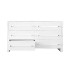 Worlds Away Six Drawer Chest - Acrylic Harware - White Lacquer -Worlds Away WA LUKE WH OPEN 77784.1596466727 ni 13476.1707481749