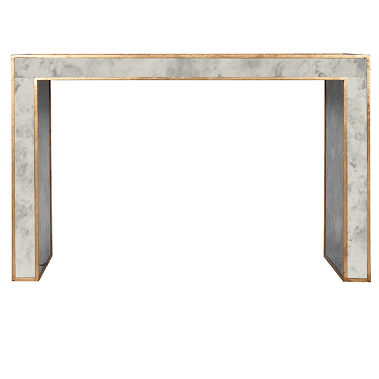 Worlds Away Reverse Antique Mirror Console W. Gold Leaf Accents 2 Worlds Away Reverse Antique Mirror Console W. Gold Leaf Accents - Image 2