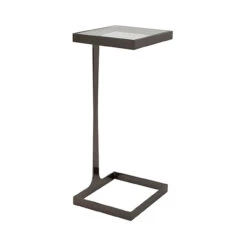 Worlds Away Glass Top Square Cigar Table - Gunmetal -Worlds Away WA MAISEL GM ANGLE 09122.1647956968 ni 66824.1707481754