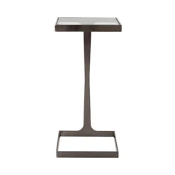 Worlds Away Glass Top Square Cigar Table - Gunmetal