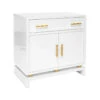 Worlds Away Marcus White Lacquer 1 Drawer, 2 Door Nightstand With Gold Leafed Bamboo Hardware And Gold Leaf Metal Detail