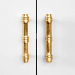 Worlds Away Marcus White Lacquer 1 Drawer, 2 Door Nightstand With Gold Leafed Bamboo Hardware And Gold Leaf Metal Detail -Worlds Away WA MARCUS WH HARDWARE 96808.1687544544 ni 59270.1707478862