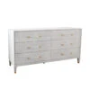 Worlds Away Six Drawer Chest - Light Grey Shagreen - Antique Brass And Acrylic Hardware