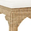Worlds Away Ming Style Bench - Woven Rattan - Ivory Linen Cushion