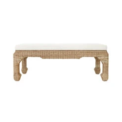 Worlds Away Ming Style Bench - Woven Rattan - Ivory Linen Cushion 7 Worlds Away Ming Style Bench - Woven Rattan - Ivory Linen Cushion -Worlds Away WA MASSEY 02250.1695057185 ni 26567.1707481756