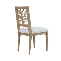Worlds Away Coral Motif Back Dining Chair - White Linen Seat - Cerused Oak -Worlds Away WA MCKAY CO 3 20857.1664813729 ni 99223.1707481758