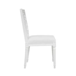Worlds Away Coral Motif Back Dining Chair - White Linen Seat - Matte White Lacquer -Worlds Away WA MCKAY WH SIDE 86381.1664813630 ni 54642.1707481759