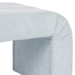 Worlds Away Horizontal Channeled Bench - Performance Light Blue Chenille