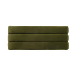 Worlds Away Horizontal Channeled Bench - Olive Green Velvet -Worlds Away WA MERCER OLV TOP 74902.1695056551 ni 81710.1707481764