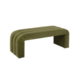 Worlds Away Horizontal Channeled Bench - Olive Green Velvet -Worlds Away WA MERCER OLV 60454.1695056554 ni 75067.1707481764