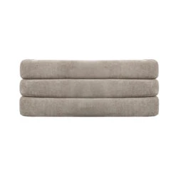 Worlds Away Horizontal Channeled Bench - Taupe Textured Chenille
