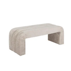 Worlds Away Horizontal Channeled Bench - Taupe Textured Chenille -Worlds Away WA MERCER TP 24098.1695056486 ni 42698.1707481764