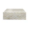 Worlds Away Hand Crafted Box - Basketweave Pattern - Natural Bone