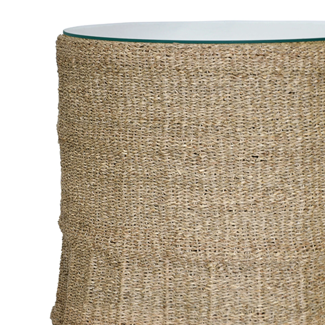 Worlds Away Large Scalloped Base Seagrass Table - Glass Top 1 Worlds Away Large Scalloped Base Seagrass Table - Glass Top