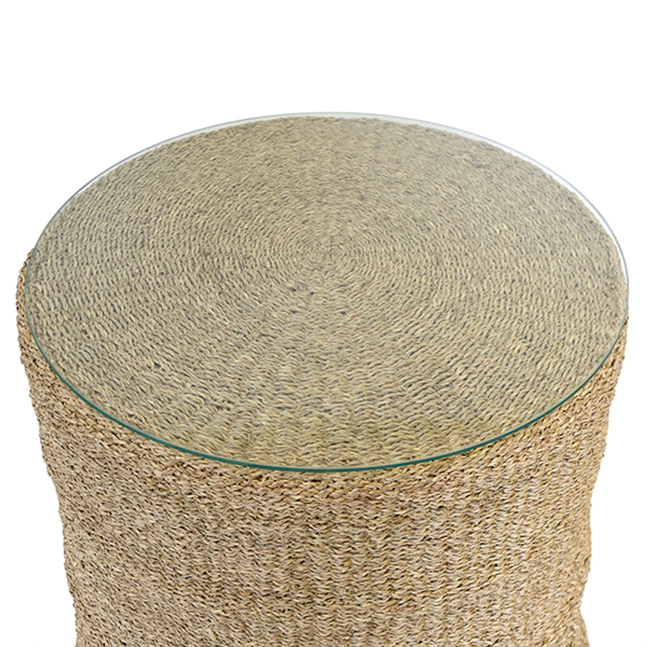 Worlds Away Large Scalloped Base Seagrass Table - Glass Top 6 Worlds Away Large Scalloped Base Seagrass Table - Glass Top - Image 6