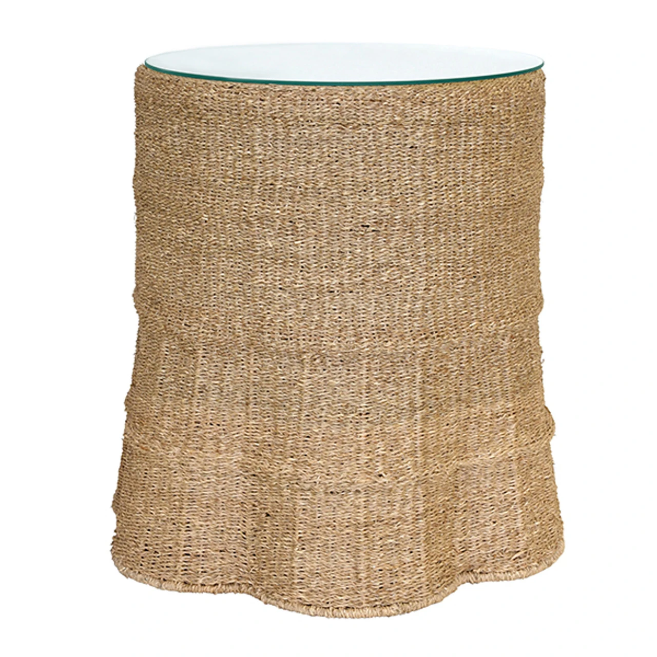 Worlds Away Large Scalloped Base Seagrass Table - Glass Top 5 Worlds Away Large Scalloped Base Seagrass Table - Glass Top - Image 5