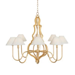 Worlds Away Eight Light Iron Arabesque Gold Leaf Chandelier