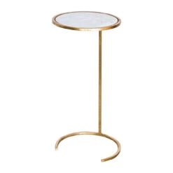 Worlds Away Monaco Round Cigar Table In Gold Leaf With Antique Mirror Top