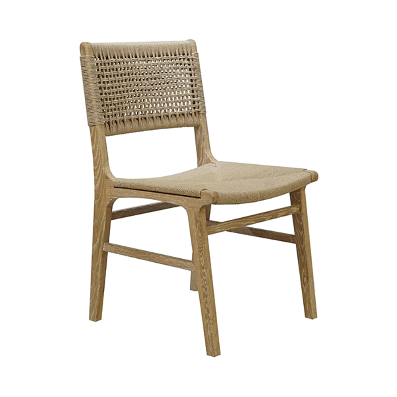 Worlds Away Rattan Wrapped Dining Chair - Matte Cerused Oak 3 Worlds Away Rattan Wrapped Dining Chair - Matte Cerused Oak - Image 3