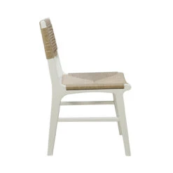 Worlds Away Rattan Wrapped Dining Chair - Matte White Lacquer -Worlds Away WA MONROE WH SIDE 23549.1619197854 ni 70184.1707481769