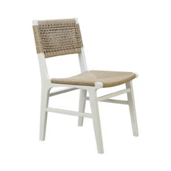 Worlds Away Rattan Wrapped Dining Chair - Matte White Lacquer -Worlds Away WA MONROE WH 67214.1619197853 ni 02450.1707481769
