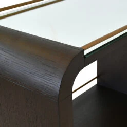 Worlds Away Waterfall Edge Bar Cart - Antique Brass Rails - Espresso Oak -Worlds Away WA MYER ES DETAIL 14426.1695056327 ni 19902.1707481771