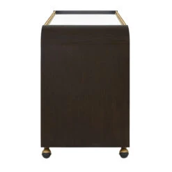 Worlds Away Waterfall Edge Bar Cart - Antique Brass Rails - Espresso Oak -Worlds Away WA MYER ES SIDE 28725.1695056318 ni 26295.1707481771