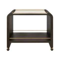 Worlds Away Waterfall Edge Bar Cart - Antique Brass Rails - Espresso Oak -Worlds Away WA MYER ES 84885.1695056326 ni 67052.1707481771