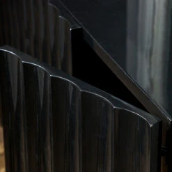 Worlds Away Odette Black Lacquer 4 Door Scalloped Front Cabinet