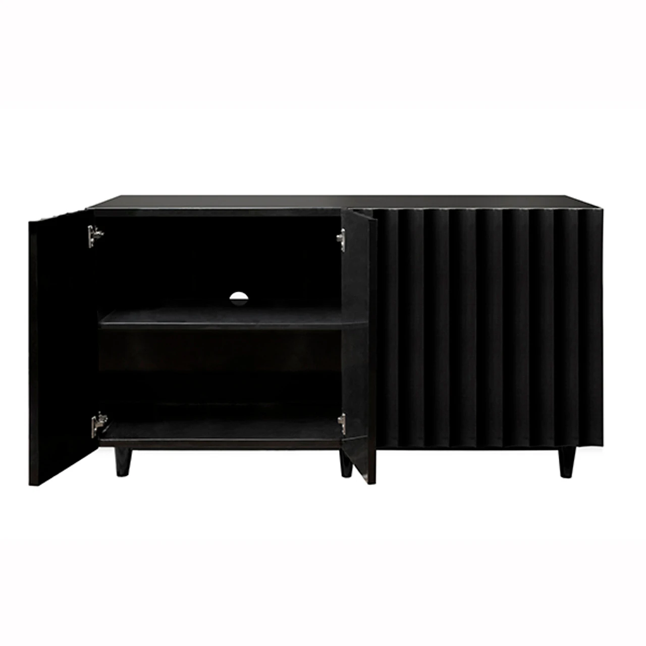 Worlds Away Odette Black Lacquer 4 Door Scalloped Front Cabinet 3 Worlds Away Odette Black Lacquer 4 Door Scalloped Front Cabinet - Image 3