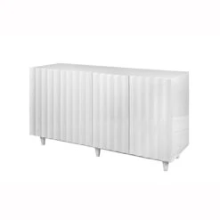 Worlds Away Odette White Lacquer 4 Door Scalloped Front Cabinet