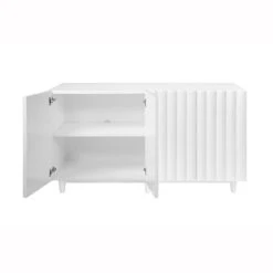Worlds Away Odette White Lacquer 4 Door Scalloped Front Cabinet -Worlds Away WA ODETTE WH OPEN 03341.1581541792 ni 45921.1719005627