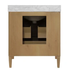Worlds Away Bath Vanity - Vertical Fluted Detail On Drawers - Cerused Oak - White Marble Top, Porcelain Sink, And Polished Brass Knobs -Worlds Away WA ODIN CO BACK 35854.1695056114 ni 55914.1707481781