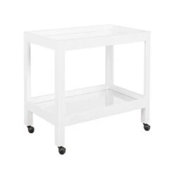Worlds Away Fluted Bar Cart - White Washed Oak