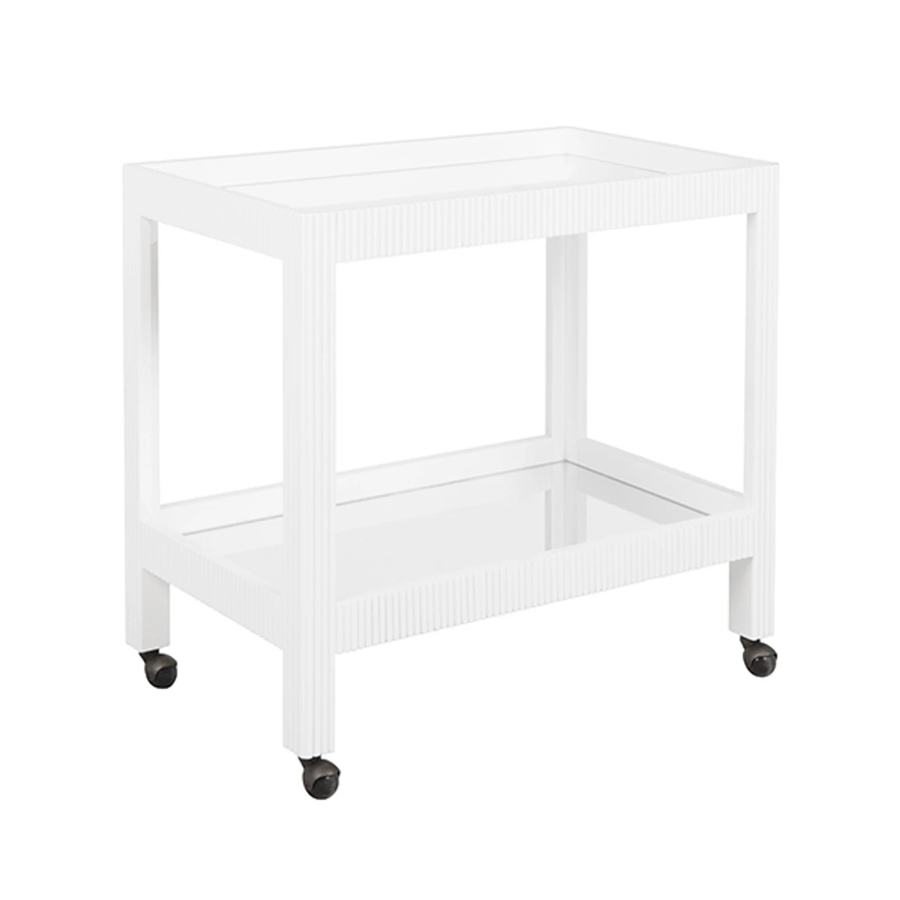 Worlds Away Fluted Bar Cart - White Washed Oak 1 Worlds Away Fluted Bar Cart - White Washed Oak