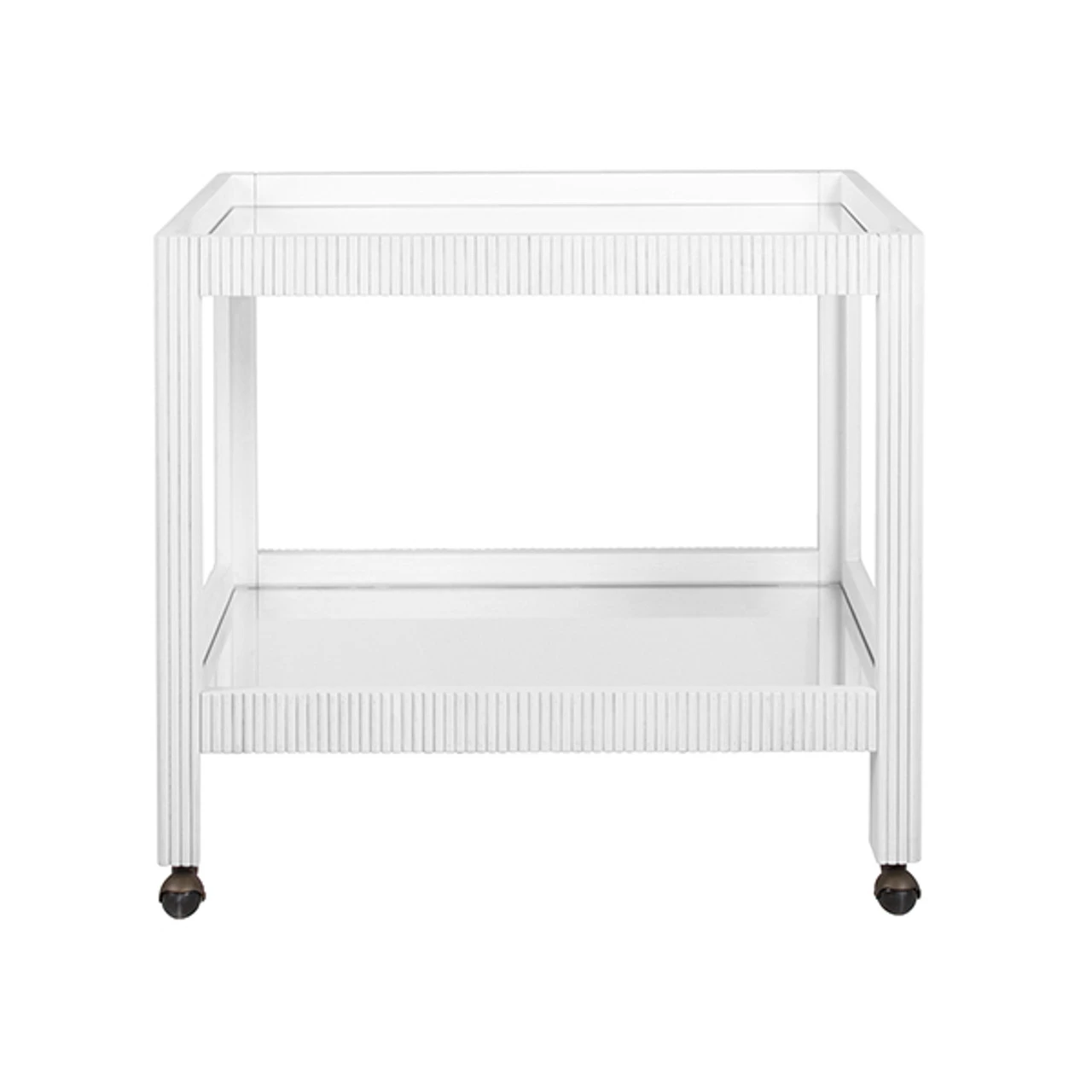 Worlds Away Fluted Bar Cart - White Washed Oak 4 Worlds Away Fluted Bar Cart - White Washed Oak - Image 4