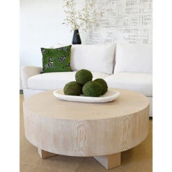 Worlds Away Thick Top Coffee Table - Cross Base - Cerused Oak
